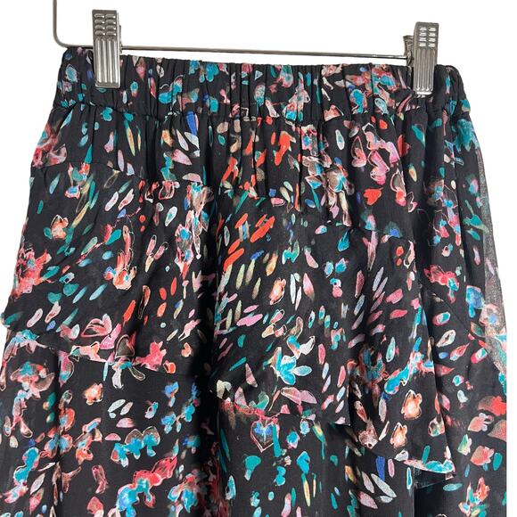 IRO Blink Black Petal Print Asymmetric Chiffon Skirt Size 6 - Picture 6 of 16